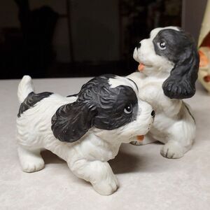HOMCO Set of 2 Black White DOG Figurines # 1427 Spaniels